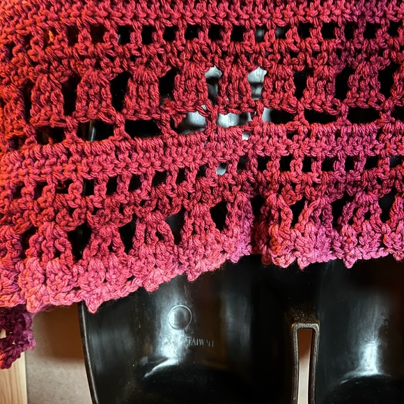 Handmade Crochet Pink Poncho - Picture 6 of 9